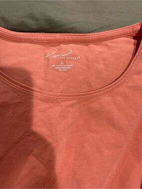 Kim Rogers Coral Short Sleeve Scoop Neck Tee